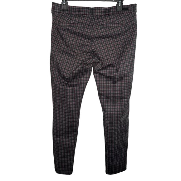 Kut From The Kloth Womens Skinny Plaid Pants Size 8S Black & Burgundy Polyester/ - Picture 2 of 14